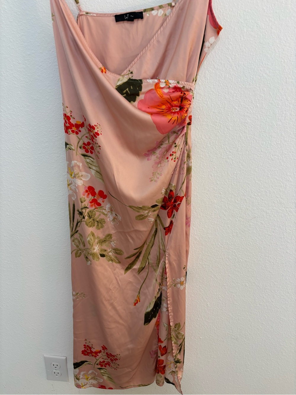 Lulu's Blush Pink Floral Draped Maxi Dress